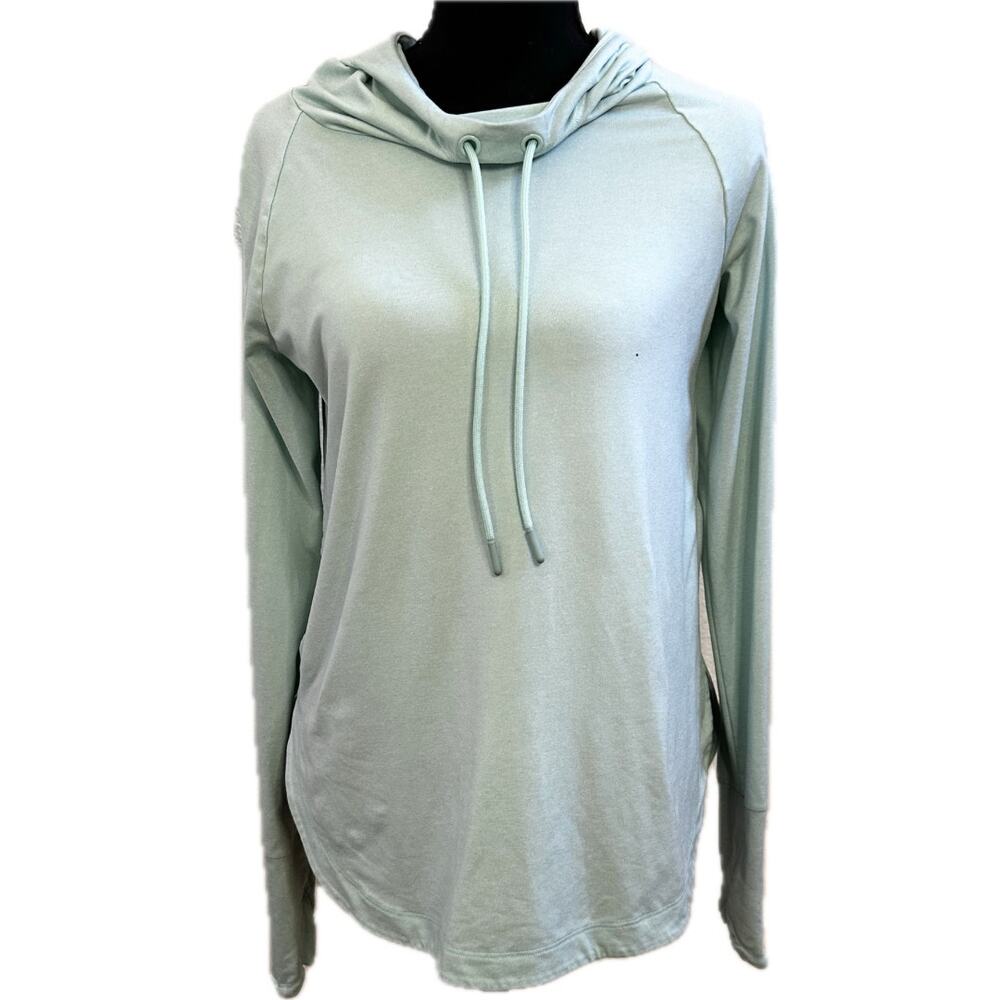 Athleta Light Blue Thumbhole Hooded Pullover Sweatshirt XS